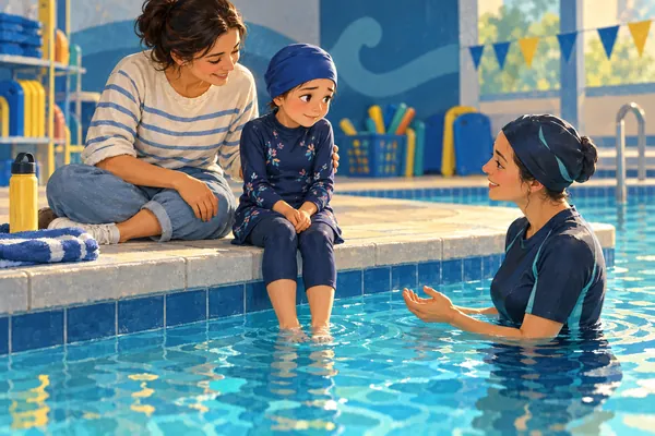 Su Korkusu Olan Çocuğa Nasıl Yaklaşılır? konulu temsili illüstrasyon